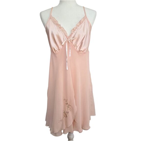 Secret Treasures Babydoll Nightie Size L Slip Dress Sheer Chiffon Flowy Coquette - Picture 1 of 12